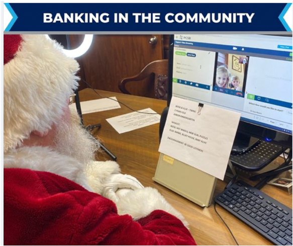 Santa Claus using POPi/o to visit with young children